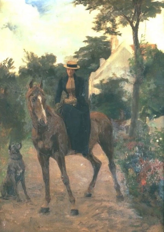 Elisa sul cavallo Tom, giardino Histin - dal Saint, Cloud, museo Avelines